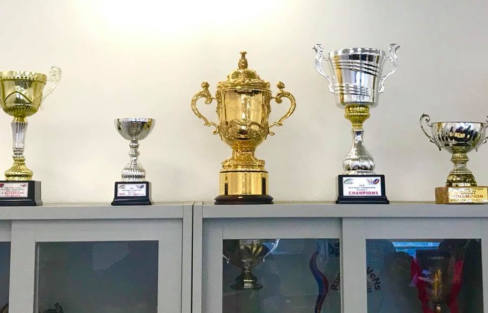 PRFU trophy cabinet! Prior to the Trophy Tour in Manila Asia Rugby