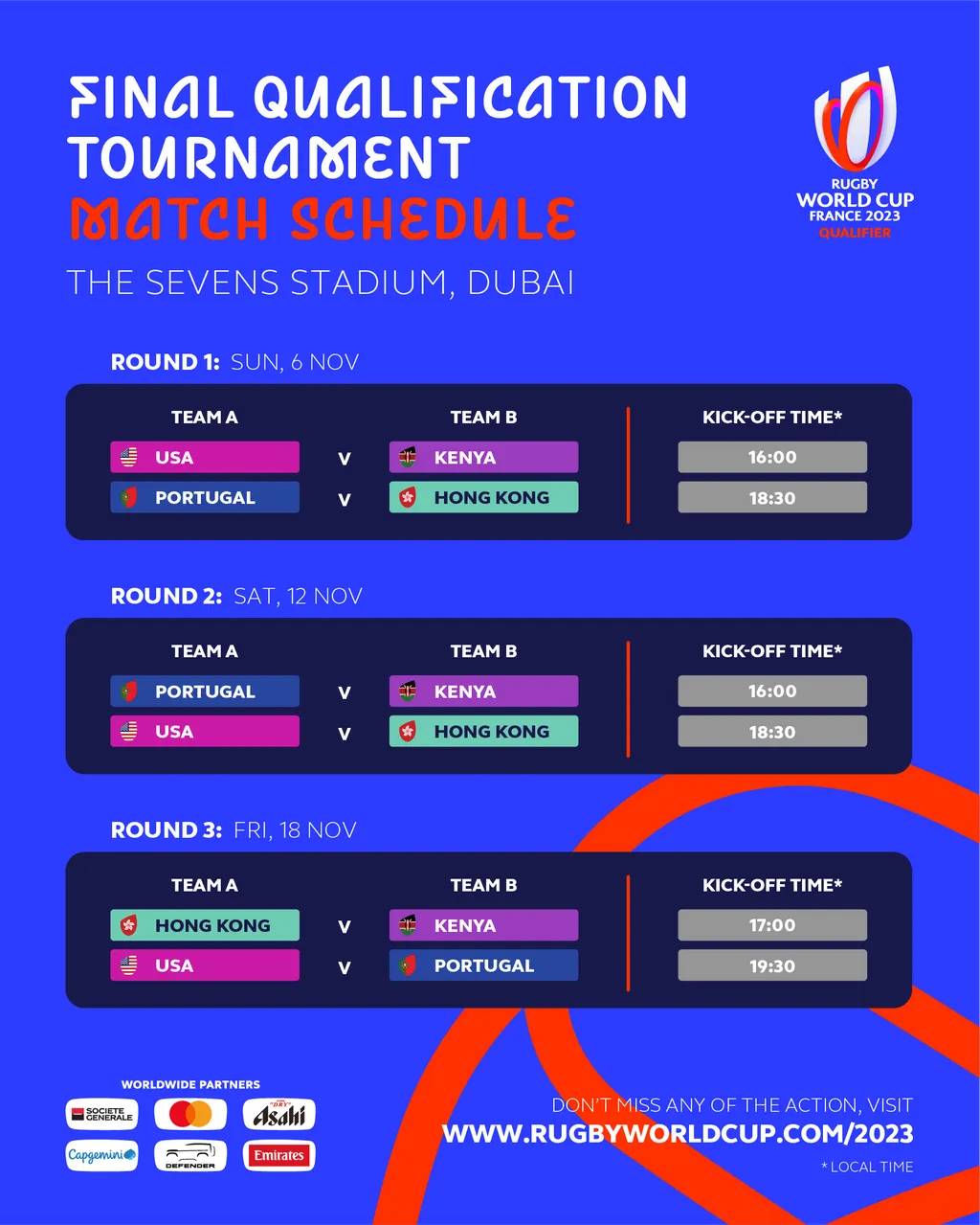Match schedule confirmed for RWC 2023 Final Qualification Tournament