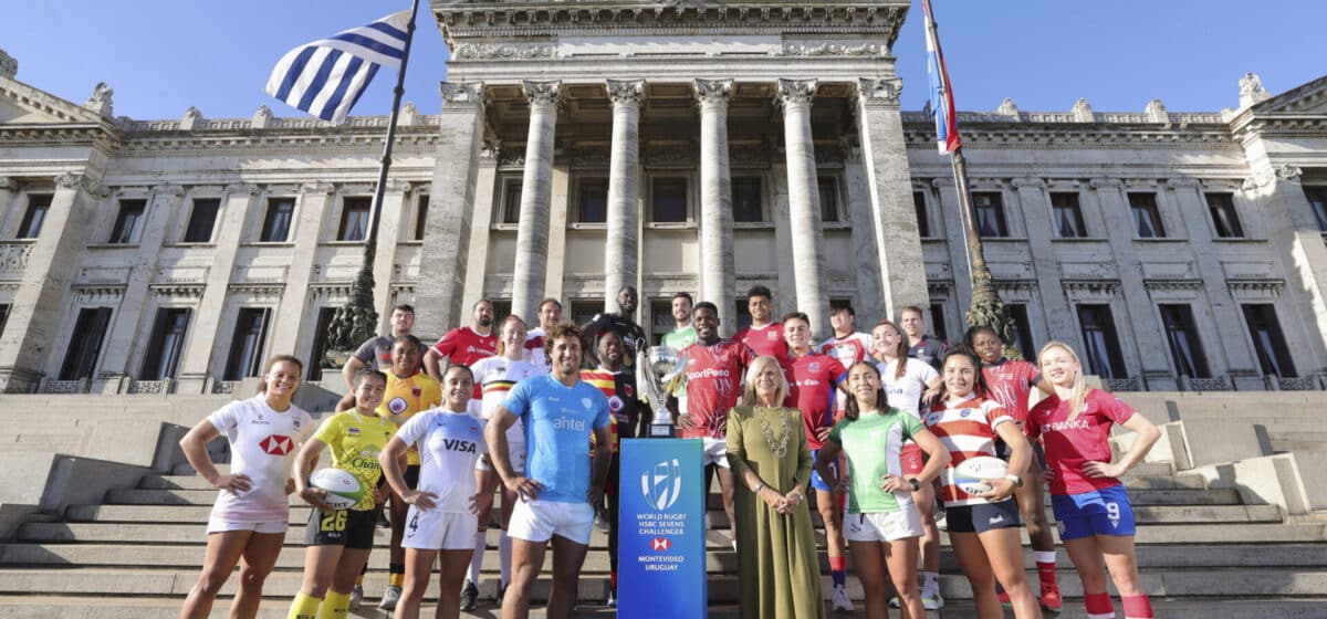 Captains of the 12 women’s and 12 men’s teams competing in the second round of the World Rugby HSBC Sevens Challenger 2024 in Montevideo