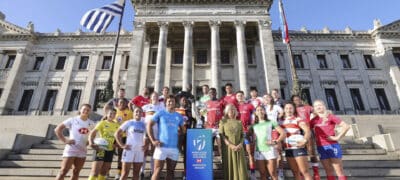 Captains of the 12 women’s and 12 men’s teams competing in the second round of the World Rugby HSBC Sevens Challenger 2024 in Montevideo